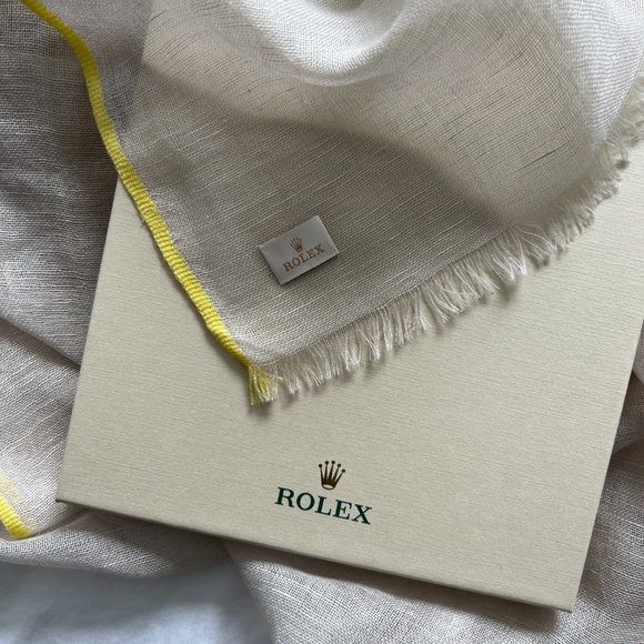 Rolex Cashmere & Linen Scarf in Cream/Canary - Picture 6 of 6